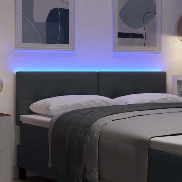 Maison Exclusive - LED-hovedgærde med LED-strips Mørkegrå 160 cm stof