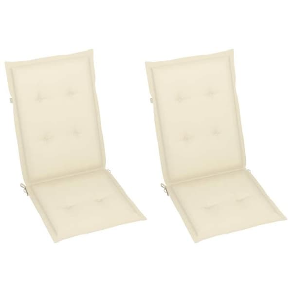 Maison Exclusive - Fällstolar (set om 2) med krämfärgade kuddar, i massiv teak. Kräm (kudde)