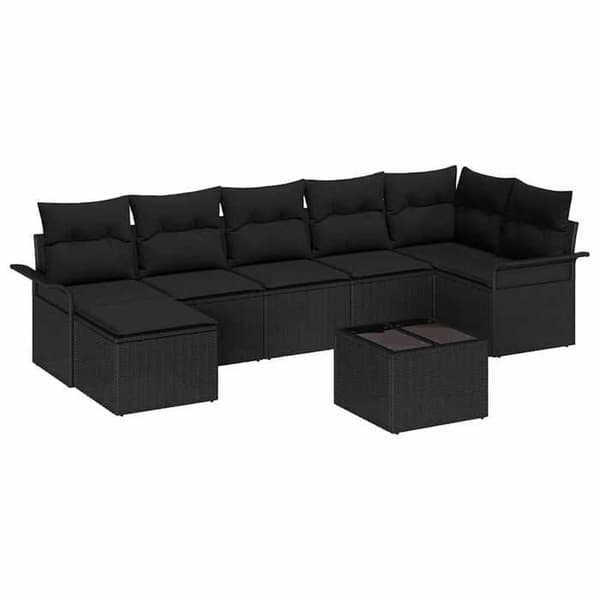 Maison Exclusive - 8 osan puutarhakalustesetti, musta polyrottinki