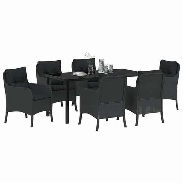 Maison Exclusive - 7 pc have spisebordssæt i sort polyrotin Svart