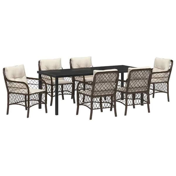 Maison Exclusive - 7 pc spisebordssæt til haven i brun polyrotin brun