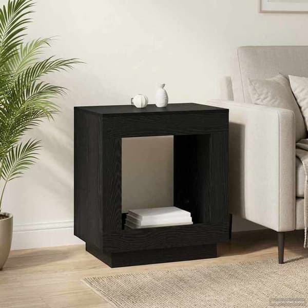 Sidebord - MAISON EXCLUSIVE - 60 x 40 x 65 cm - Sort eg - Ingeniørtræ - Rektangulær svart ek