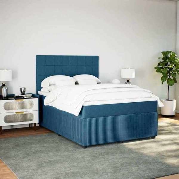 Maison Exclusive - Sultanbalk av trä och mörkblå madrass 140x200cm Sammet