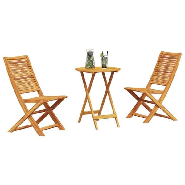 Maison Exclusive - Fällbart bistroset 3 delar Brun Massivt Akaciaträ
