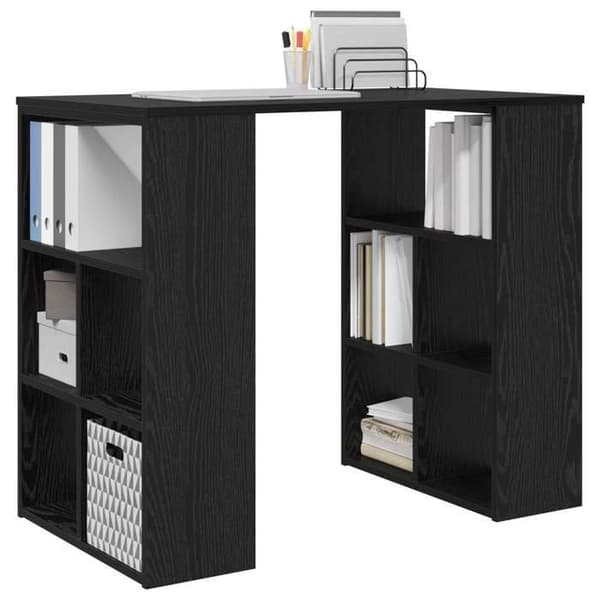 Maison Exclusive - Kontor Sort egetræ Ingeniørtræ 90 x 50 x 75 cm svart ek
