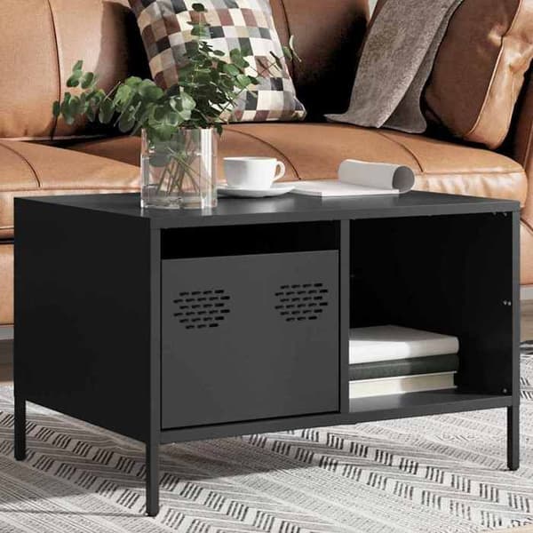 Maison Exclusive - Sort sofabord 68,5x50x43,5 cm koldvalset stål