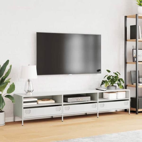 Maison Exclusive - Hvid TV-møbel 202x39x43,5 cm koldvalset stål