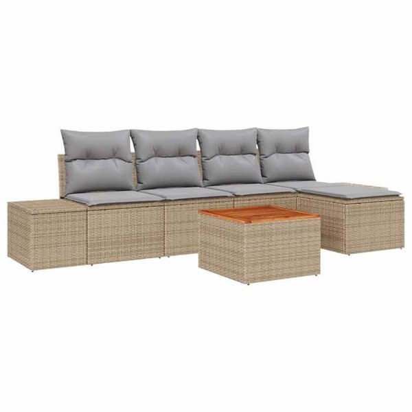 Maison Exclusive - 6 osan beige polyrottinkinen puutarhakalustesetti