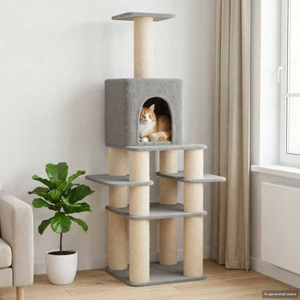 Maison Exclusive - Kattträd med sisal klöspinnar Ljusgrå 180 cm