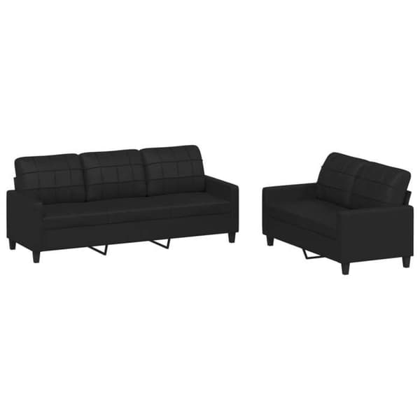Maison Exclusive - Sæt af 2 sofaer med puder i sort kunstlæder