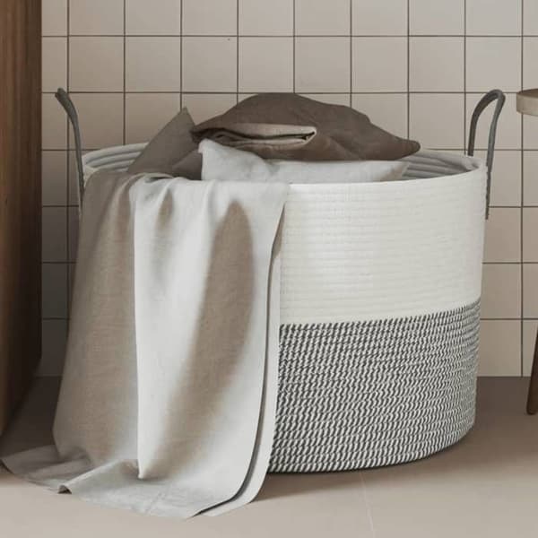 Maison Exclusive - Grå och vit förvaringskorg Ø51x33 cm i bomull grått och vitt