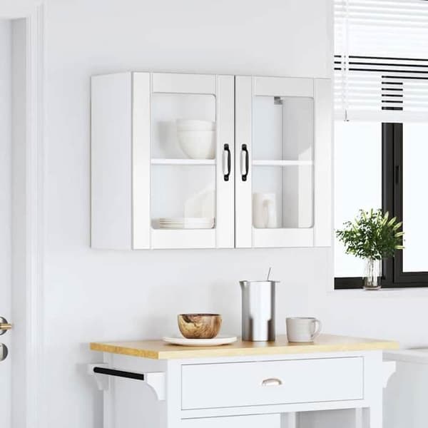 Maison Exclusive - Köksskåp med glasdörr "Lucca" i vit högblank ingenjörsträ