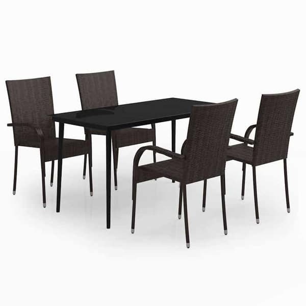 Maison Exclusive - Have spisebordssæt 5 stk Brun og sort