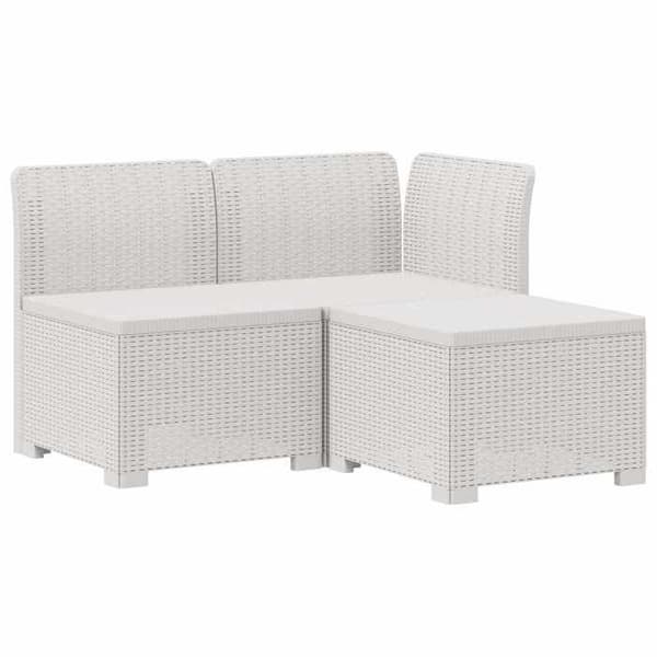 Trädgårdsoff 3 platser - MAISON EXCLUSIVE - Rattanslook - Vit - Polypropen - UV-beständig Vit