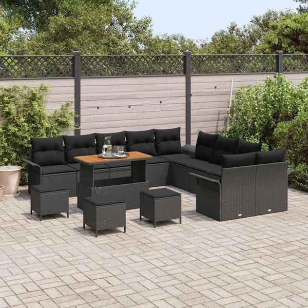 Maison Exclusive - Sæt af 14 pc have-sofaer i sort polyrotin Svart
