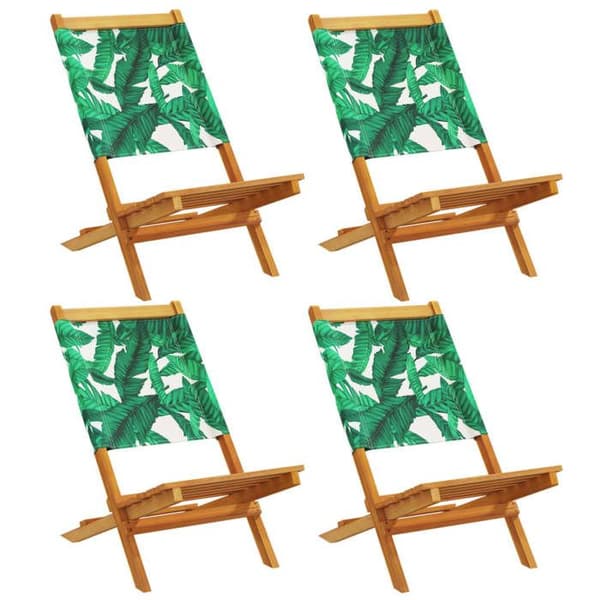Maison Exclusive - Fällbara stolar 4 delar Grön tyg och massivt trä Grön