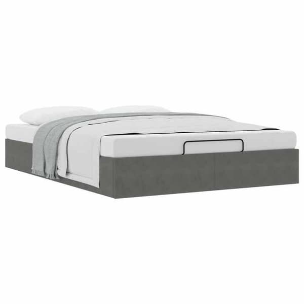 Maison Exclusive - Sängram ottoman Mörkgrå Äkta storlek Sammet