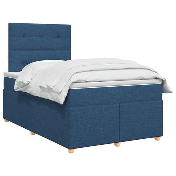 Maison Exclusive - Boxspring-sänky sinisellä patjalla 120 x 190 cm Kangas Blå