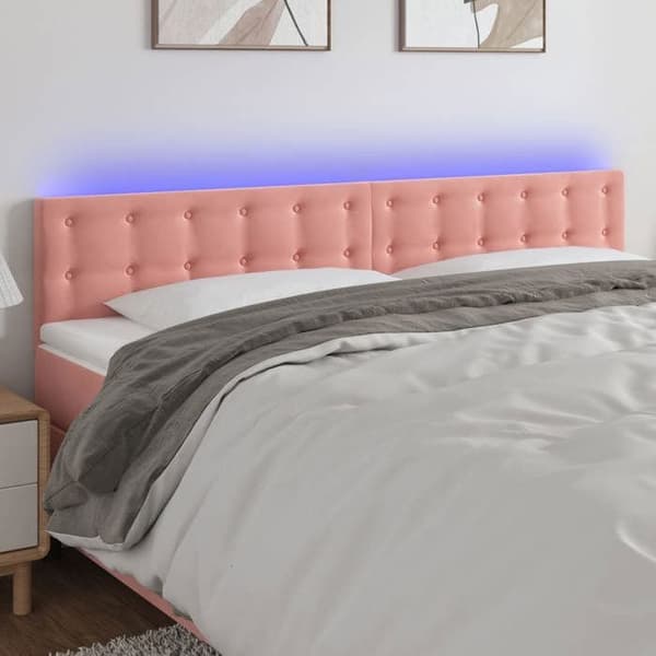Maison Exclusive - LED-päätyruutu Vaaleanpunainen 160x5x78/88 cm Sametti Ros