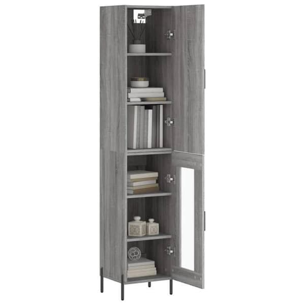 Maison Exclusive - Buffé hög Sonoma grå 34,5x34x180 cm Ingenjörsträ