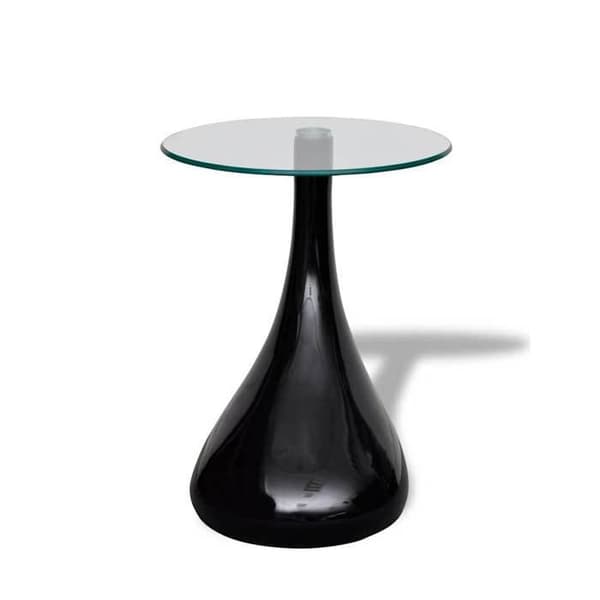 Maison Exclusive - Sofabord og rund bordplade i sort blank glas 2 stk. Svart