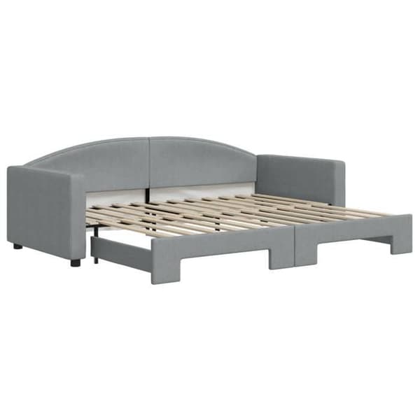Maison Exclusive - Päivävuode, jossa on alavuode ilman patjaa, vaaleanharmaa 90x200 cm