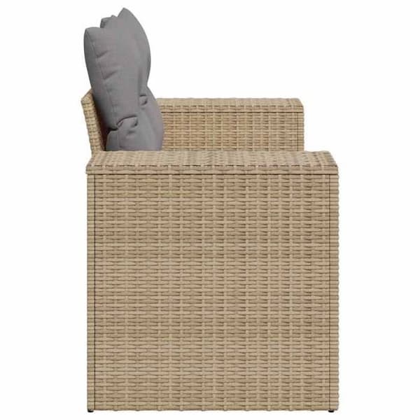 Maison Exclusive - Trädgårdsoffa med kuddar 2 platser beige flätad resin