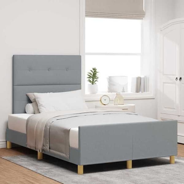 Sengestel - EKSKLUSIV HUS - Moderne - 120 x 190 cm - Lys grå hovedgærde - Velour & opbevaring Ljusgrått
