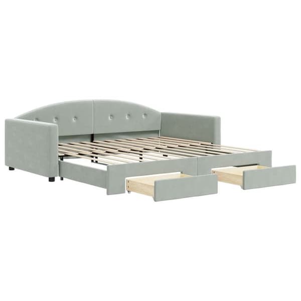 Seng i dag - EKSKLUSIV HUS - 100x200 cm - med sovesofa - 2 skuffer - grå velour