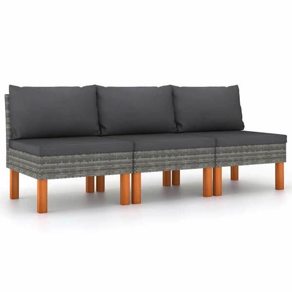 Maison Exclusive - Centrala soffbord 3 st Flätad resin och eucalyptus trä