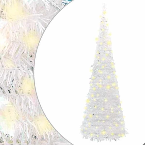 Maison Exclusive - Sammenklappelig kunstig juletræ 100 LED hvid 150 cm Vit