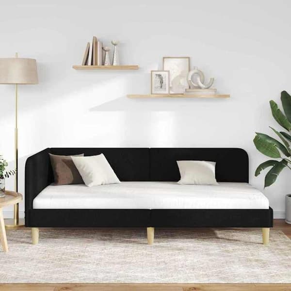 Maison Exclusive - Sort hjørneseng 90 x 200 cm stof