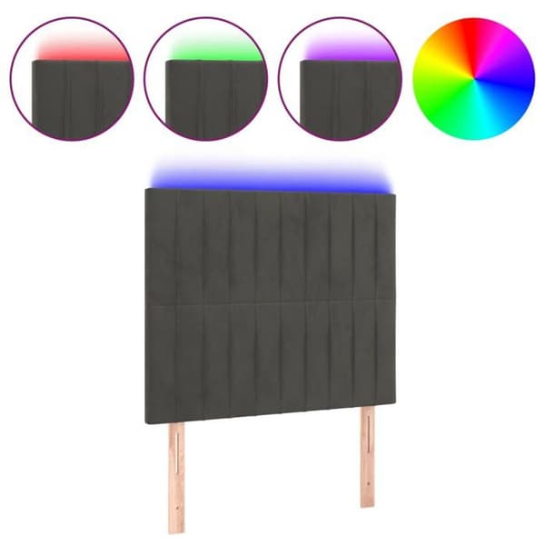 Maison Exclusive - LED-päätyharso Tummanharmaa 90x5x118/128 cm Sametti mörkgrå