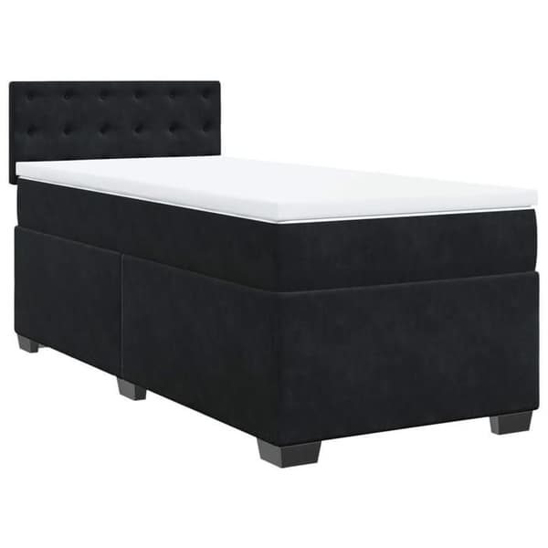Sengebund med madras - Eksklusivt Hus - 90x200 cm - Sort Velour - Tilpasselige LED-lys