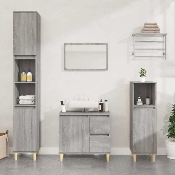 Maison Exclusive - Sonoma harmaa kylpyhuonekaappi 30x30x100 cm