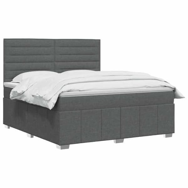 Maison Exclusive - Boxspring säng med madrass Mörkgrå 140 x 190 cm Tyg Mörkgrå