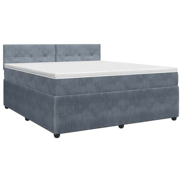 Ljus boxspring - MAISON EXCLUSIVE - Maison Exclusive - 160 x 200 cm - Mörkgrå sammet - Fjädermadrass Mörkgrå