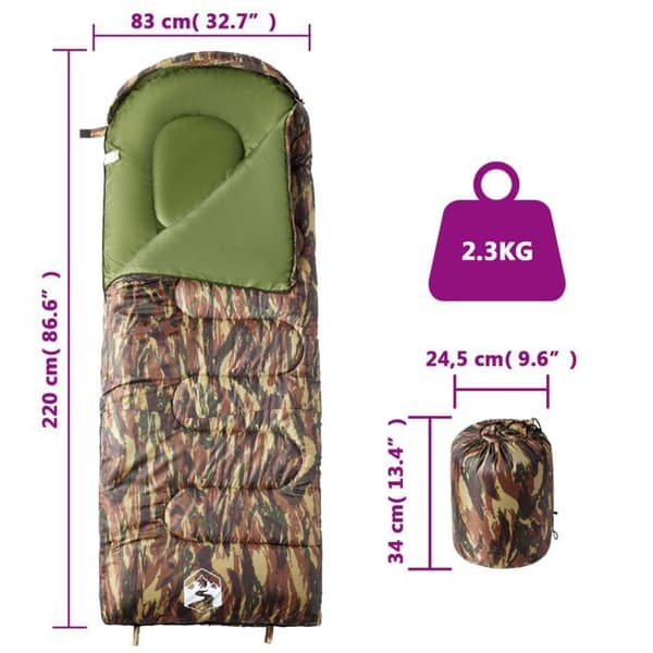 Sovepose - EKSKLUSIV HUS - 3-4 sæsoner - Polyester 190T fyld PP - Hætte med snor - Dobbelt lukning