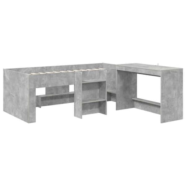Maison Exclusive - Høj seng til børn med skrivebord 2 pc Grå beton