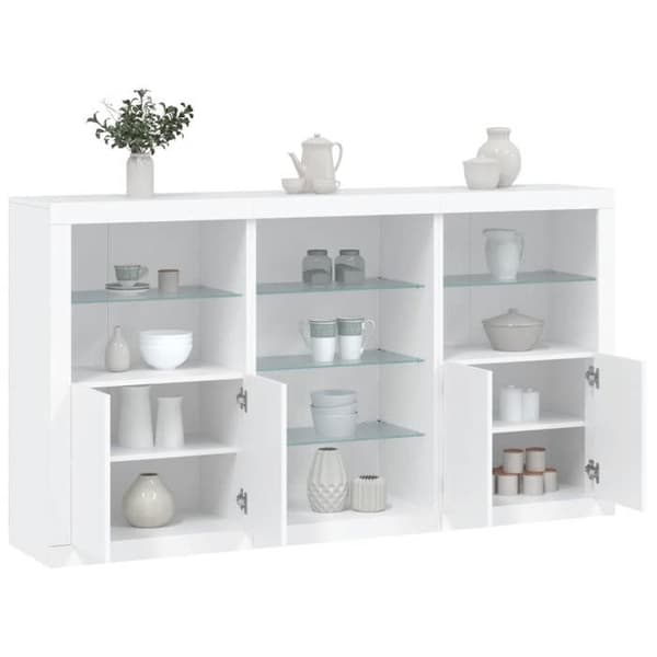 Maison Exclusive - Buffet med hvide LED-lys 181,5x37x100 cm