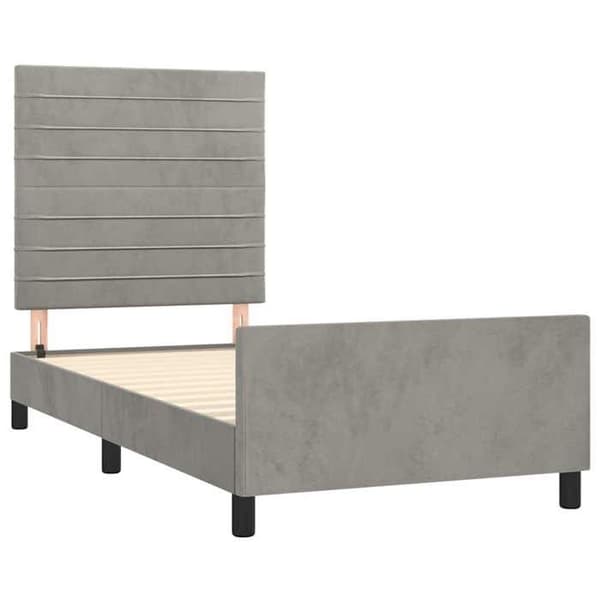 Maison Exclusive - Sängram utan madrass ljusgrå 90x190 cm sammet