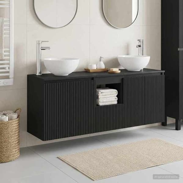 Maison Exclusive - Badeværelsesskabssæt 3 stk Sort 129 x 41 x 80 cm