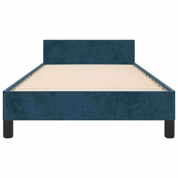 Sengestel - EKSKLUSIV HUS - 100 x 200 cm - Mørkeblå velour - Lamelseng - Justerbar hovedgærde Mörkblå