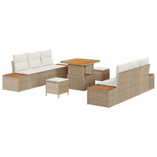 Maison Exclusive - 9-delars trädgårdsoff-set 8-sits Beige beige