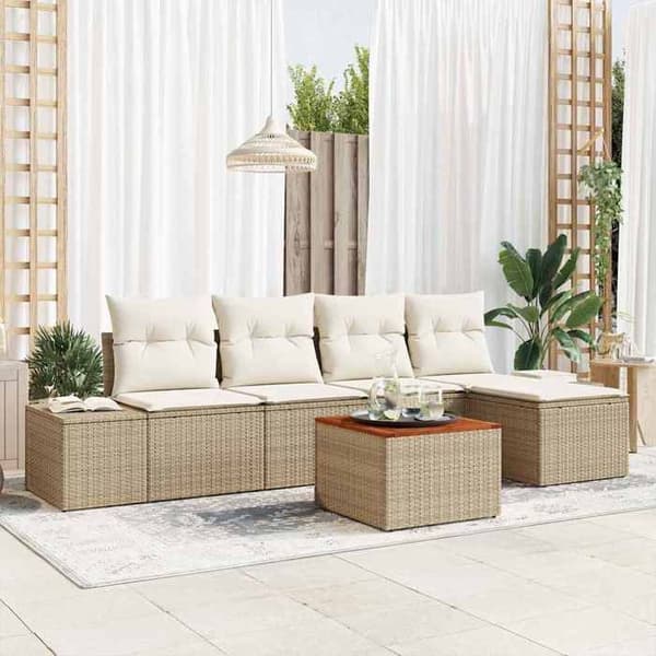 Maison Exclusive - 6-delt have-sofa sæt i beige og creme polyrotin Beige och kräm