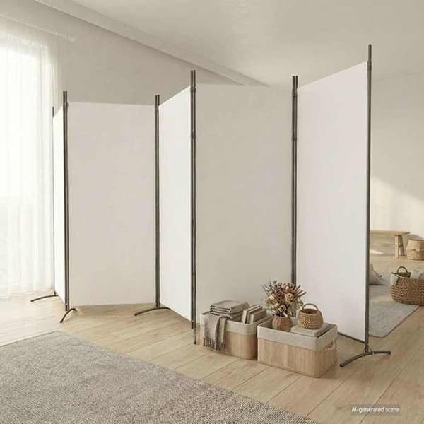 Adskillelsesvæg - EKSKLUSIV HUS - 5 paneler - Hvid - 433x180 cm - 100% polyester stof Vit