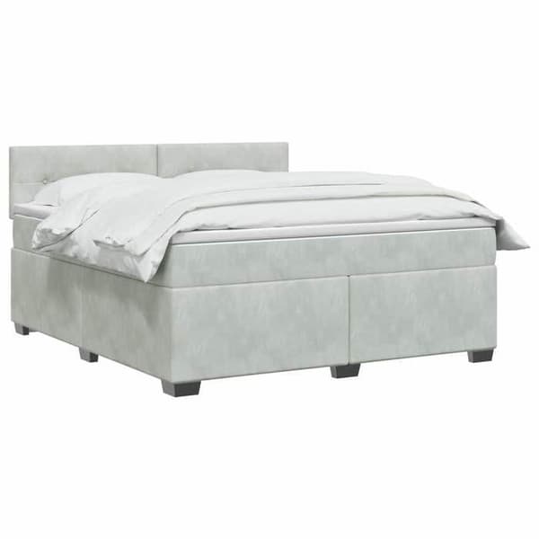 Maison Exclusive - Boxspring säng med madrass Ljusgrå 160 x 200 cm Sammet