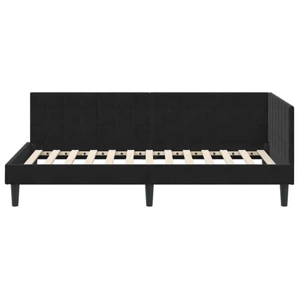 Maison Exclusive - Svart hörnsängram 90 cm x 190 cm Sammet