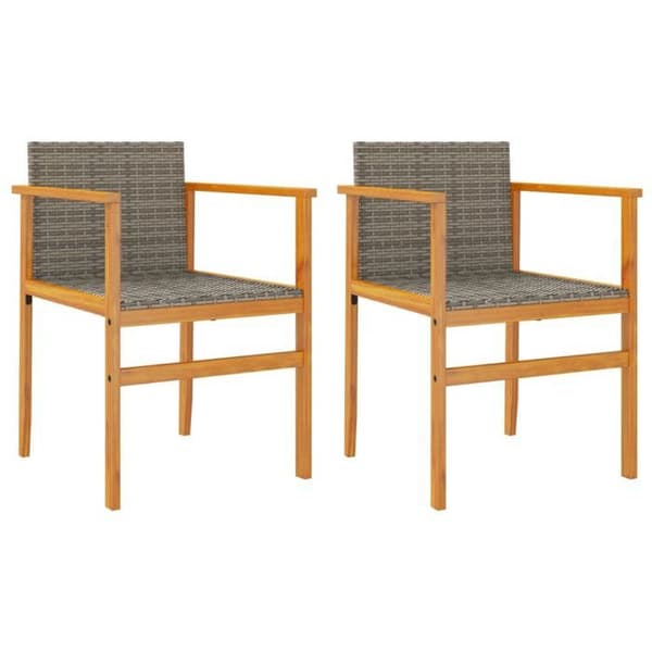 Maison Exclusive - Trädgårdsstolar set om 2 grå vävd plast och massivt trä grå
