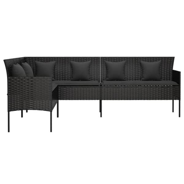 Maison Exclusive - L-formad trädgårdssoffa med svarta kuddar i flätad resin